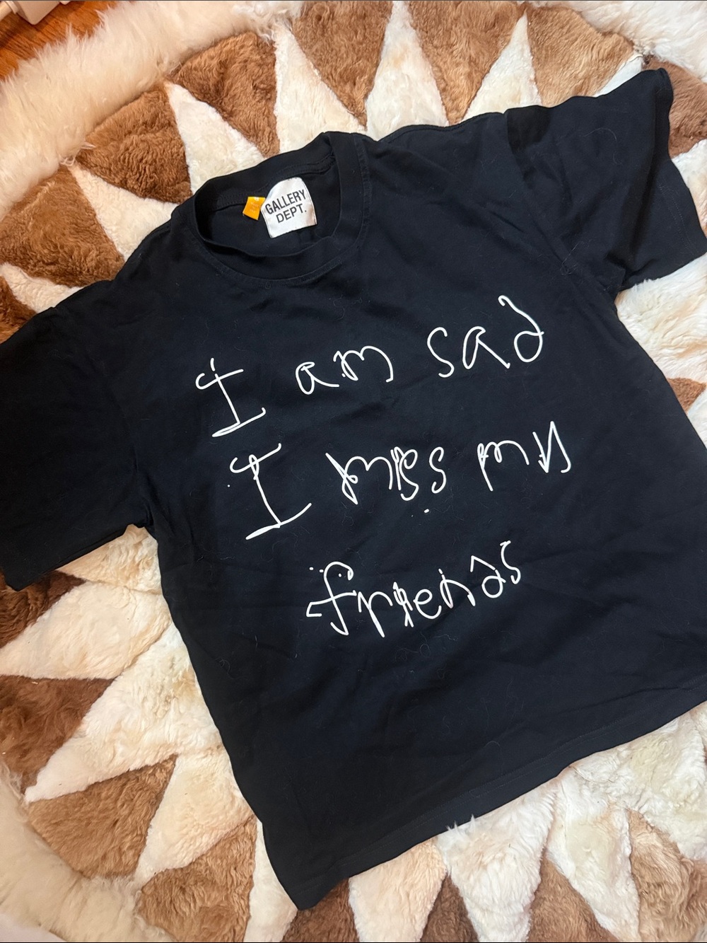 Gallery Dept Black Short Sleeve Tee with White Handwritten Graphic